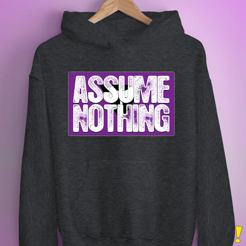 Assume Nothing Lesbian Labrys Pride Flag Hoodie - Dark Grey Heather